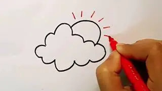 How To Draw A Cloudy Sky Step By Step // Cloudy ⛅ Sky Drawing.