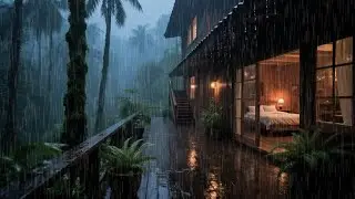 Deep Relaxing Rain Sounds in a Loog Cabin 1h