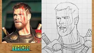 How to draw THOR(Thor:Ragnarok)//Grid method step by step for beginners
