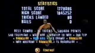 Tony Hawk's Pro Skater 1,728k Highest Score Warehouse THPS1