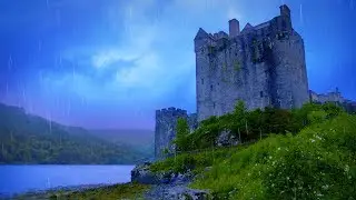 Rain Sounds for Sleeping & River White Noise by Scottish Castle 🌧️ Rainstorm 10 Hours