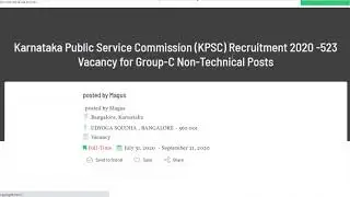 Karnataka Public Service Commission Recruitment 2020 | 523 Vacancy |  KPSC | Karnataka Jobs |