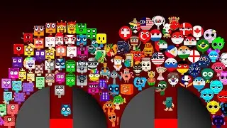 ALL 125 Sprunki VS Italian Brainrot VS Countryballs VS Numberblocks Marble Race in Algodoo