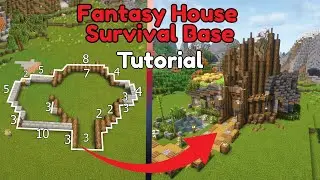 Minecraft Fantasy Tree Log House Tutorial | Full Interior & Farm