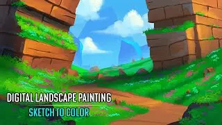 Making this Cartoon Landscape from SCRATCH in Real Time