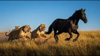 A Beautiful Horse Hunted by Hungry cougars  | RDR2 Wildlife Survival Cinematic 30