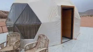 Outside and insider view of bubble hotel , Wadi rum, Jordan