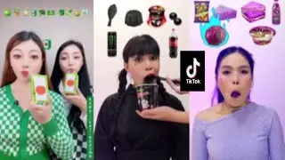 tiktok color food emoji mukbang 🥝 green black purple challenge