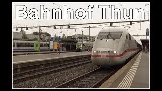 Regentag am Bahnhof Thun.  Railway Station Thun, Switzerland 2018