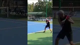High topspin one-handed backhand winner! #tennis #sports #shorts #topspin #onehandedbackhand