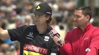 Dominic Miranda interviews Colton Herta at the Indianapolis 500 Festival Parade