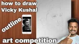 How to draw  Vicky Kaushal outline ll 😍 for art competition 😀 @vkartbox#vkartbox #artcompetition