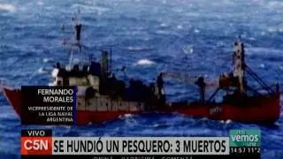 3 muertos tras hundimiento de barco pesquero en Rawson