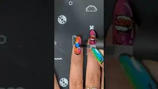 Comic book themed nail art 🩷 #shorts #nailart #nailinspo #holotaco #nailpolish #nailstamping
