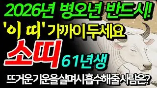 (충격 반전) 61년 소띠 2026년 '이 띠'를 놓치면 안되는 이유 신축생 찬란한 전성기를 열어줄 세 가지 귀인의 정체