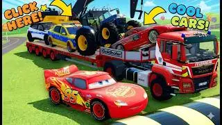 TRANSPORTING EMERGENCY MAN TRUCK TRAILER, MCQUEEN, TRUCK TANKER | Epic Fails | Farming Simulator 22