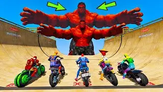 HOMEM ARANHA com MOTOS vs MEGA RAMPA DO RED HULK REI no LAGO #81 - GTA V