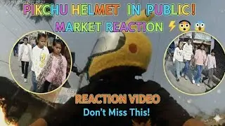 Pikachu Helmet पहनकर निकला Market girl reaction 🐰🐰