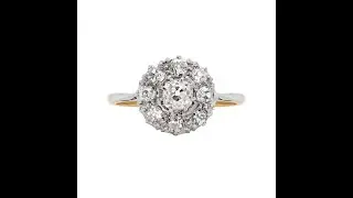 Antique Old Cut Diamond 18 Carat Yellow Gold and Platinum Coronet Cluster Ring