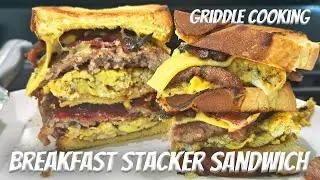 Amazing Double Stacker Breakfast Sandwich | ASMR | Griddle Cooking