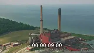 power plant and coal-fired power plant on the shore of Lake Erie in Cleveland, Ohio, USA