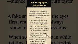 Body Language & Human Nature Facts | Deep Psychology Insights #motivation #psycholgyfacts #facts
