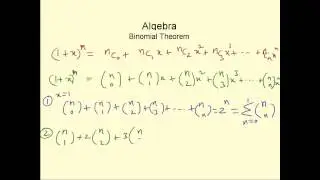 Algebra properties of binomial coefficients property US notation