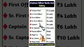 Airplane Officer Ranks And Salary|| #gk #education #short