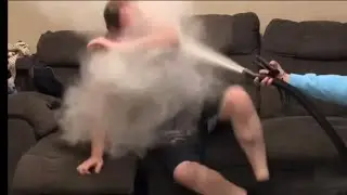 Shocking shop-vac flour wake up call! #lmao #prank #couple #couplegoals #funny #viral #funnyvideos