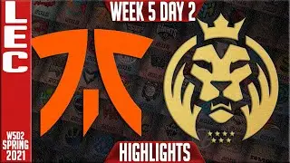 FNC vs MAD Highlights | LEC Spring 2021 W5D2 | Fnatic vs MAD Lions