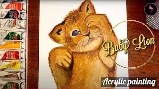 Baby lion acrylic painting 🦁 | Step by step tutorial | baby animal