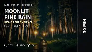 Moonlit Pine Rain 30 Minutes | Sleep, Study, Heal | Night Forest Ambience