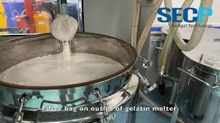 Filter bag on outlet when gelatin mass discharging to gelatin transfer tank of softgel production