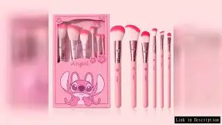 6pcs pink cartoon cute Stitch makeup brush set, wooden makeup brush eye shadow brush, gift box packa