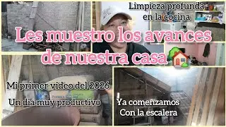 Mi rutina de limpieza 🪣🧹/les muestro los avances de la casa 🏡 ya comenzamos con la escalera 🔨🪚👷‍♀️