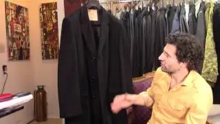 y 13018  VTG 1966 Solid Black 100% Cashmere Hand Tailored Union Made Top Coat Sz. 44 R
