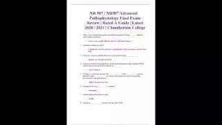 nr 507 nr507 advanced pathophysiology final exam review rated a guide latest 2020 2021 chamberlain c