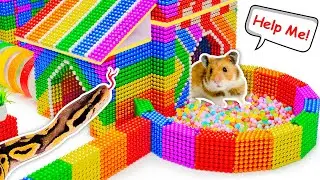 🐹 Хомяк сбегает из креативного лабиринта из магнитных шариков для домашних животных в реальной жизни 🐹 в историях о хомяках