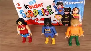 Kinder Surprise DC Super Heroes Playmobil 3 pack Egg Opening, no music, asmr
