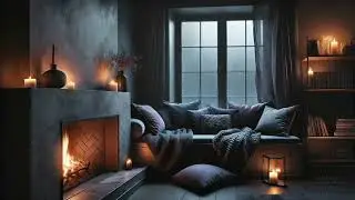 Stormy Moody Reading Nook with Rain & Fireplace Sounds | Dark Academia Ambience for Focus,Relaxation