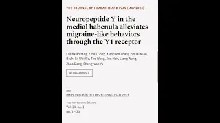 Neuropeptide Y in the medial habenula alleviates migraine-like behaviors through the ... | RTCL.TV