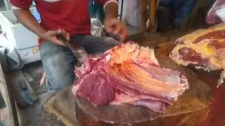 Fresh Meat Market/Beef Cutting Skills Into Slice In Bd Road Side Beef Shop Dhaka/Cow Meat Processing
