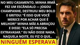 No dia do meu casamento, minha irmã fez um escândalo — jogou champanhe, quebrou meu bolo e GRITO