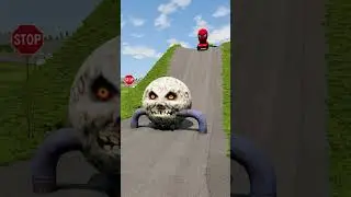 Flatbed Bus & Monster Moon vs Low Pipe BeamNG Drive #shorts #beamng