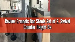 Review Ermnois Bar Stools Set of 2, Swivel Counter Height Barstools with Back, Adjustable Modern Bar