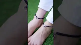 Floral Charm 925 Silver Black Thread Anklet