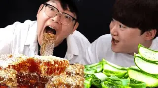 코로나로 미각을 잃은 나 통벌집꿀& 통알로에 ASMR 먹방 Aloe vera & Honeycomb MUKBANG