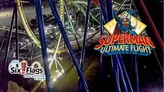 2021 Superman Ultimate Flight Roller Coaster at Night On Ride HD POV Six Flags Great Adventure