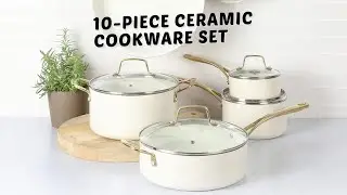 Martha Stewart Lockton 10-Piece Ceramic Cookware Set | Martha Stewart Lockton Premium Non stick 10pc