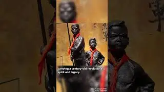 Young Pioneers tie red scarves around necks of little heroes